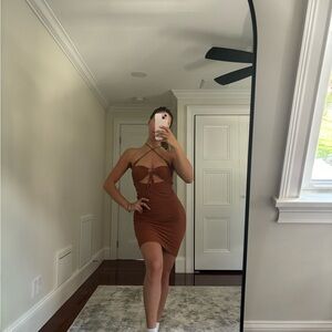 Double Layered Mini Dress Rust